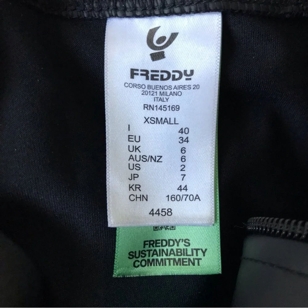FREDDY WRUP Faux Leather High Waisted Pants Ankle Length Black